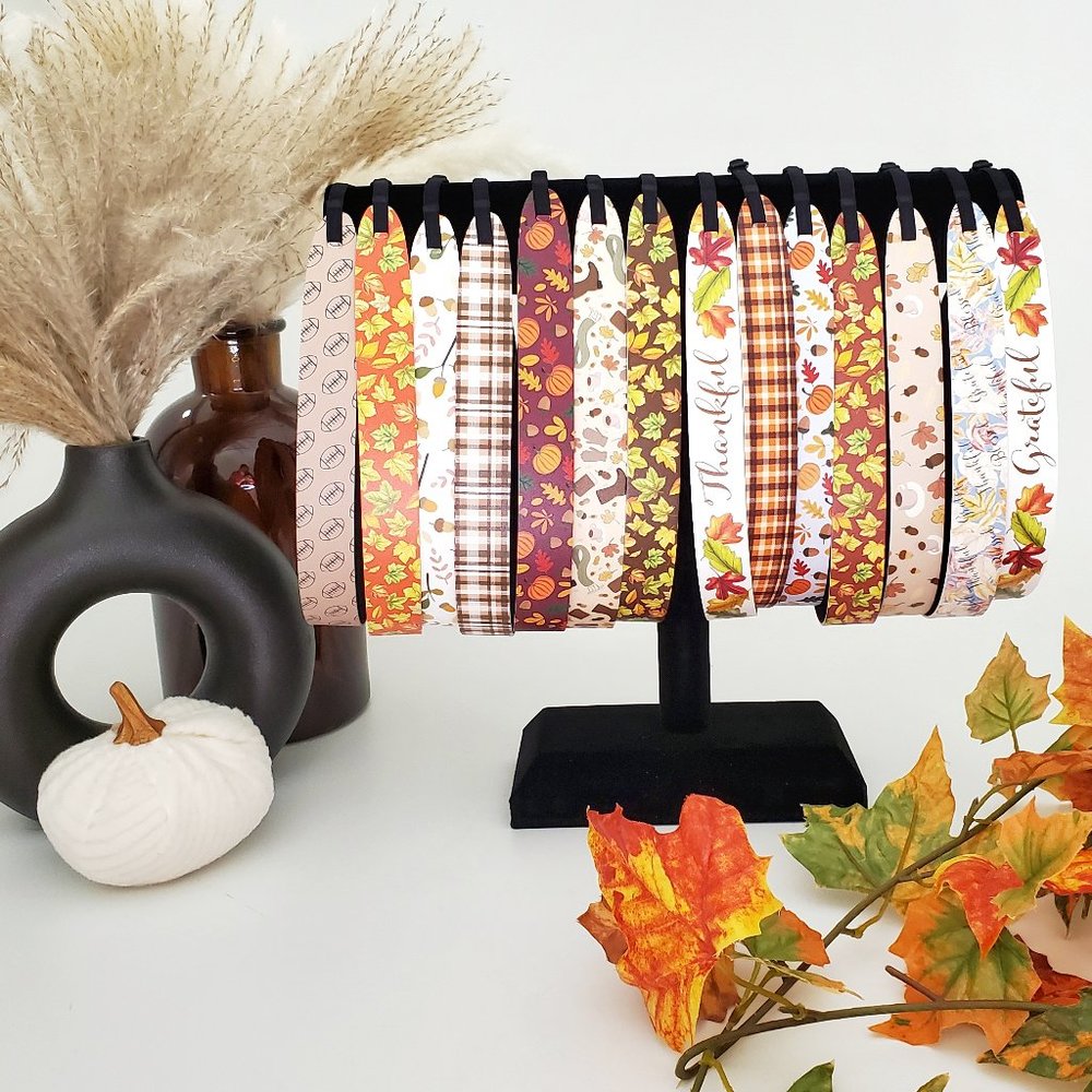 Hipsy Adjustable No Slip Fall Wide Printed Autumn Fashion Headband